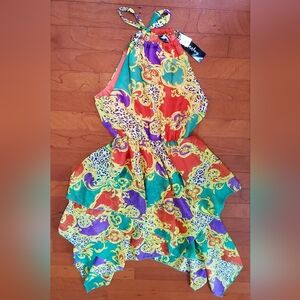 Vibrant Multicolor Halter Sun Dress Size M